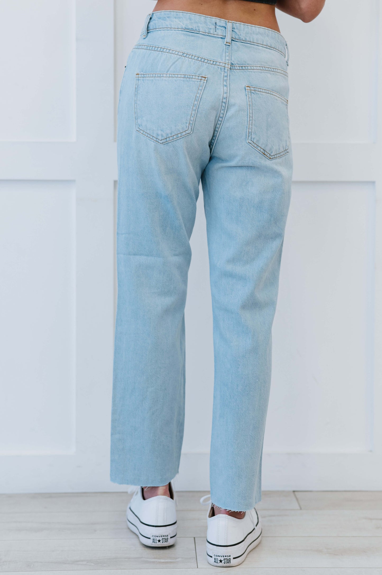 Muselooks Distressed Raw Hem Mom Jeans