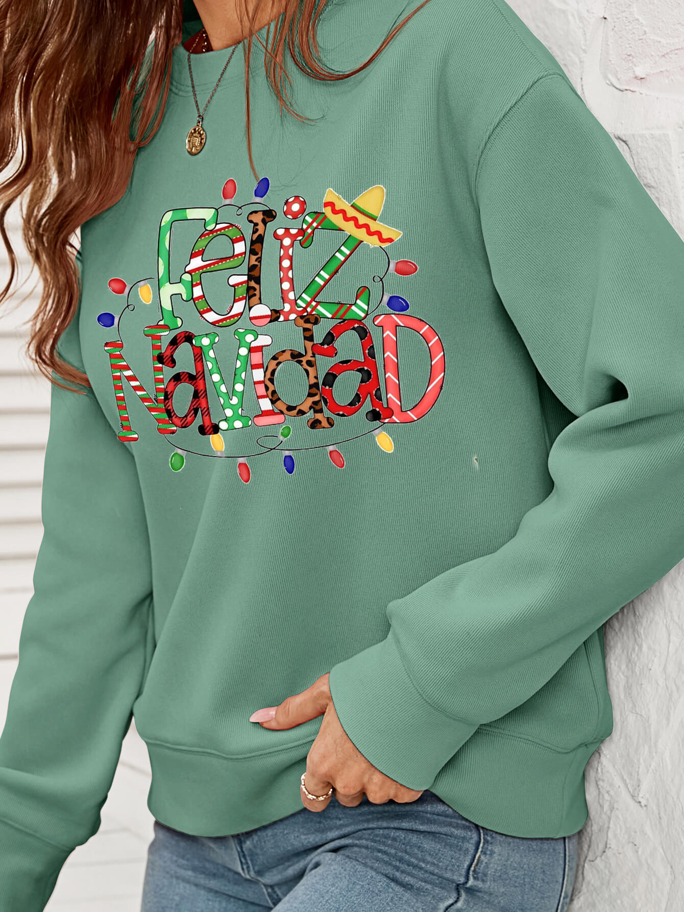 Christmas Letter Graphic Crewneck Sweatshirt